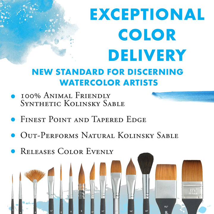 Aqua Elite, Series 4850, Synthetic Kolinsky Watercolor Paint Brush,Travel Round, 6