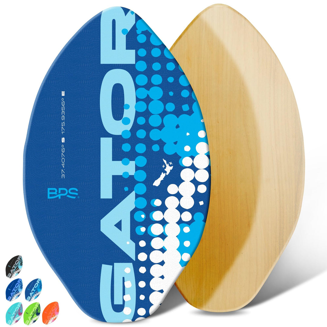 'Gator' 40 Skim Board - Laminated Wooden Skim Board with Grip Pad - No Wax Needed - Skim Board for Kids and Adults (Blue)