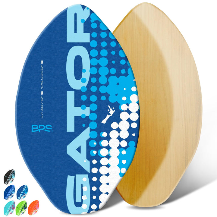 'Gator' 40 Skim Board - Laminated Wooden Skim Board with Grip Pad - No Wax Needed - Skim Board for Kids and Adults (Blue)