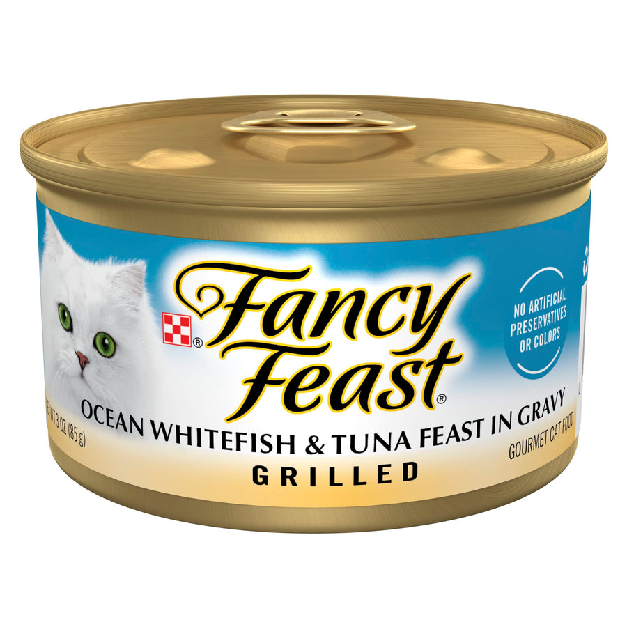 Purina Grilled Wet Cat Food Ocean Whitefish and Tuna Feast in Wet Cat Food Gravy - (Pack of 24) 3 oz. Cans
