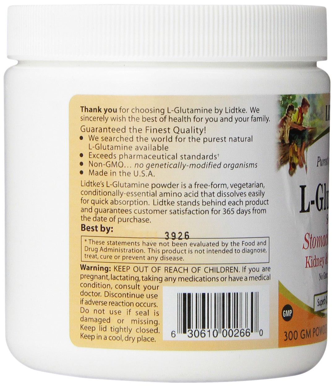 Lidtke Technologies L-Glutamine Powder, 300 Gram