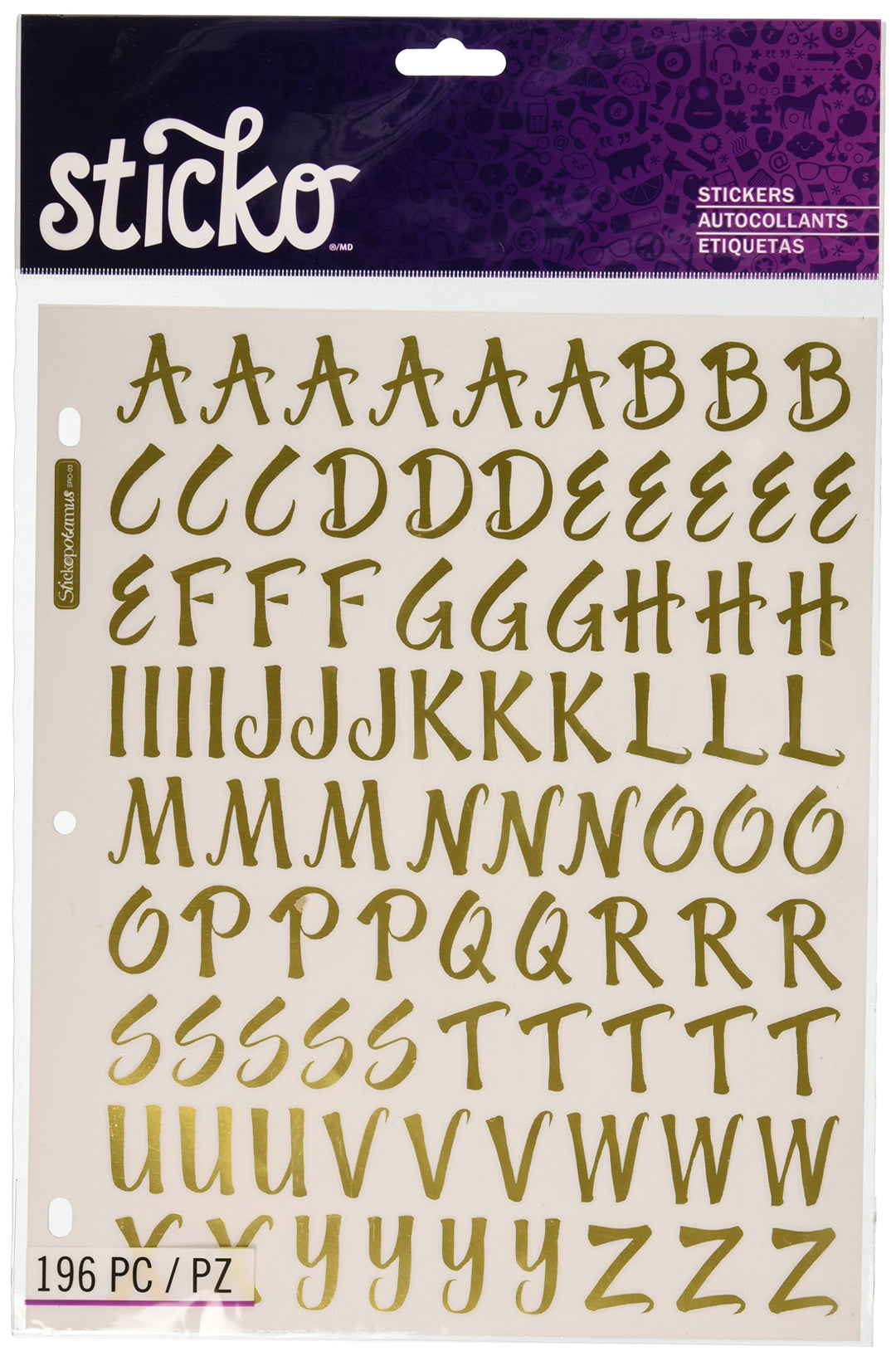 1-Inch Susy Ratto Brush Letter Stickers, Golden Foil