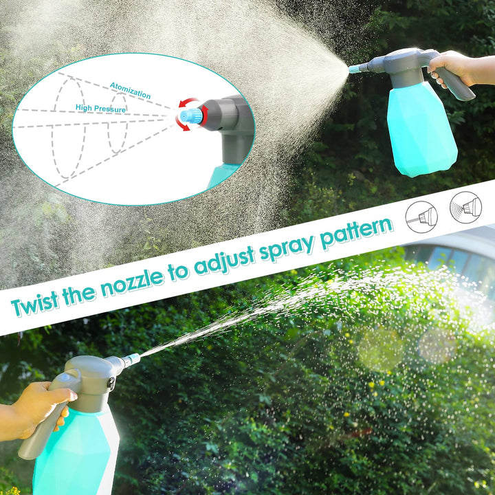 0.5 Gallon Electric Spray Bottle Plant Mister for Indoor/Outdoor Plants, 2L Automatic Watering Can Rechargeable Battery Powered Sprayer with Adjustable Spout for Garden, Fertilizing, Cleaning