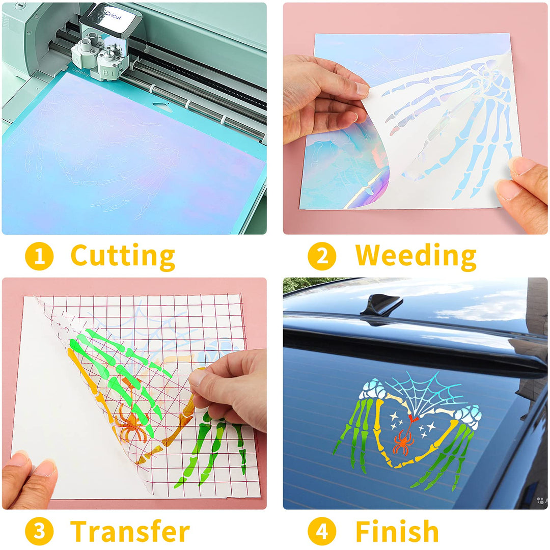 16 Pack Holographic Vinyl Set for Cricut - 12 x 12 Permanent Holographic Vinyl Sheets for Decor Sticker, Party Decoration, Car Decal