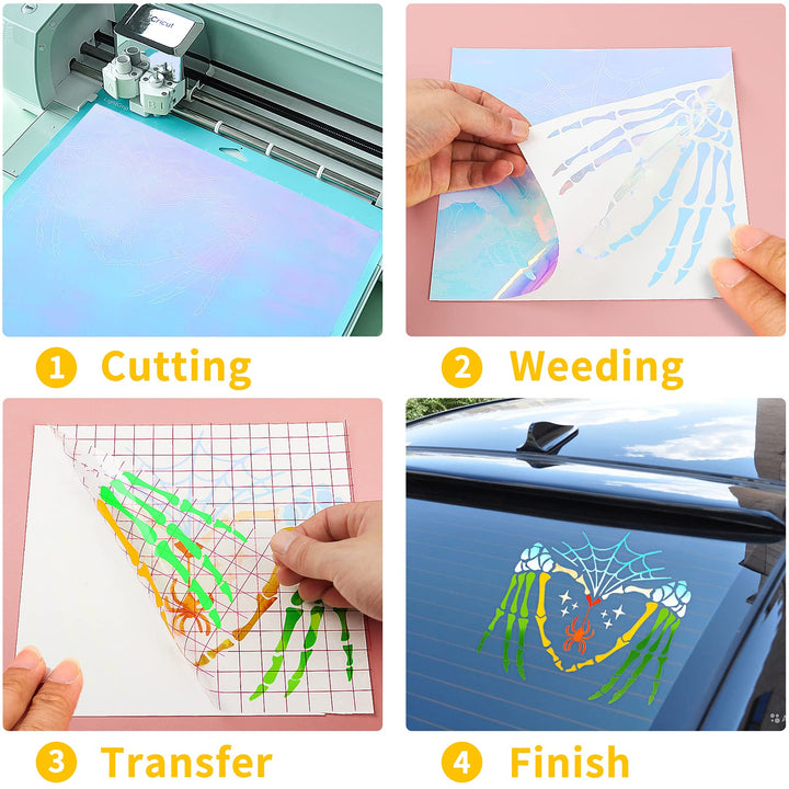 16 Pack Holographic Vinyl Set for Cricut - 12 x 12 Permanent Holographic Vinyl Sheets for Decor Sticker, Party Decoration, Car Decal