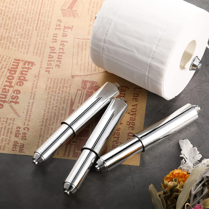 Toilet Paper Holder Roller Replacement Rod Plastic Spring Loaded Chrome, 1 Piece (Silver)