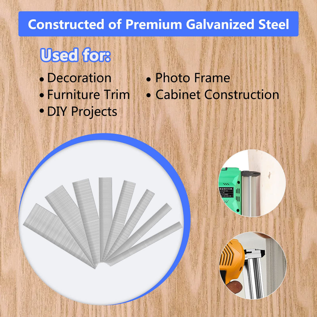 18 Gauge Brad Nails 8 Sizes (2,1-3/4,1-1/2,1-1/4,1,3/4,5/8,2/5) Galvanized 18 GA Nail Gun Nails Assorted and Small Finishing Nails for Pneumatic, Electric Brad Nailer (1600)