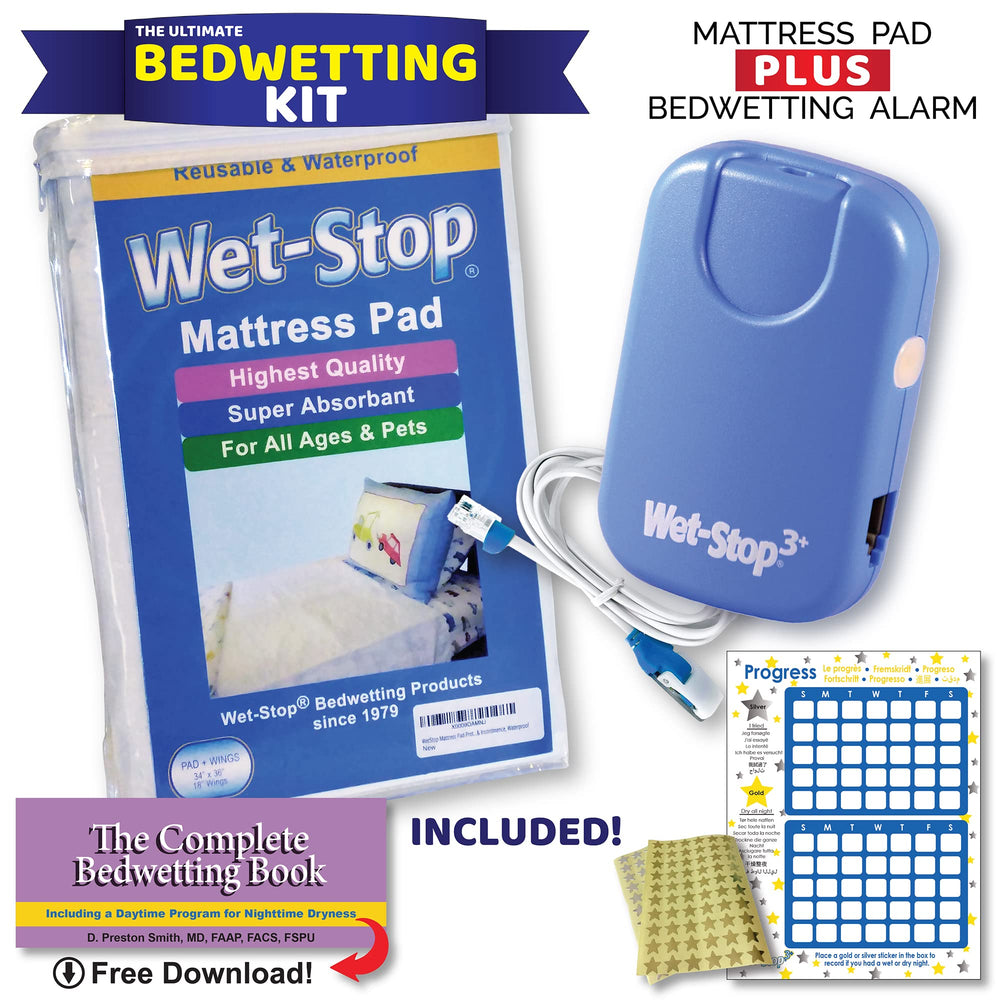 3 Kit: Bedwetting Enuresis Alarm with Waterproof Bed Pad for Boys and Girls