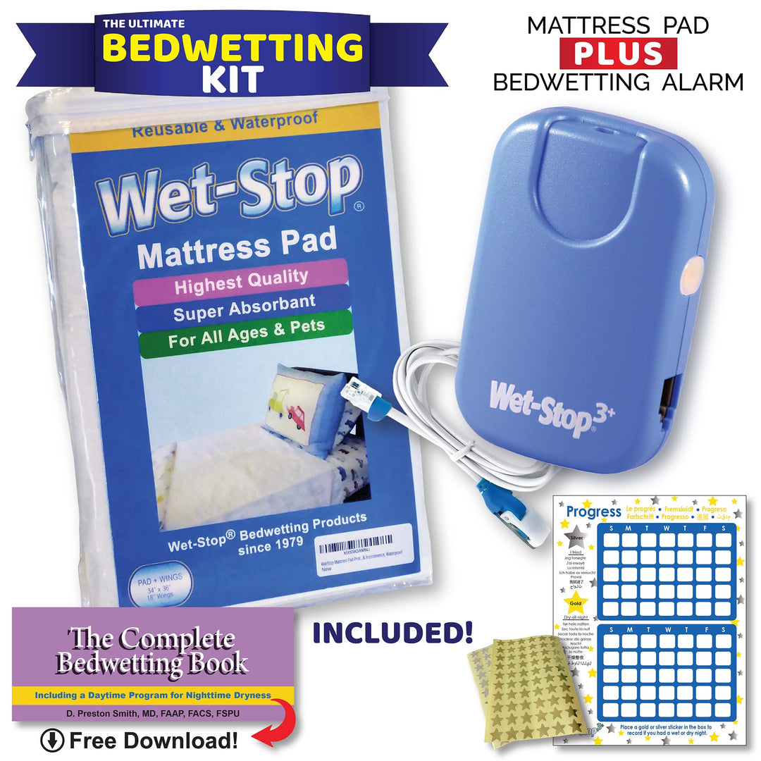 3 Kit: Bedwetting Enuresis Alarm with Waterproof Bed Pad for Boys and Girls