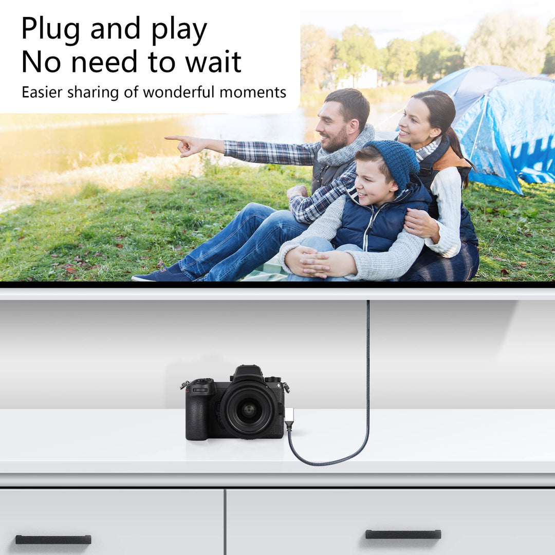 4K Mini HDMI to HDMI Adapter Cable,90 Degree Right Angle Mini HDMI Male to HDMI Male Aluminum Short Nylon Braided Cord Cable,Support 4K UHD,for Laptop,TV,Camcorder etc.(Cable:50cm)