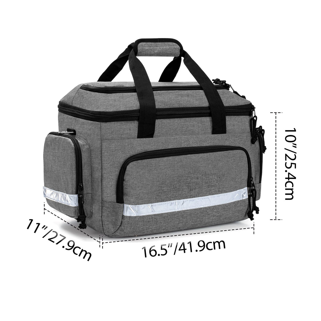 Medical Trauma Bag, First Aid Bags Empty Medical Bag with Detachable Dividers, Ideal for Nurse, Physical Therapists, Doctors, Gray (BAG ONLY)