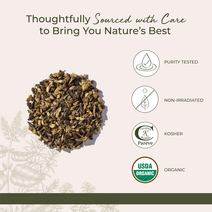 Organic Dried Licorice Root - Herb for Loose Leaf Tea Blends, Candy, & Baked Goods, Cut & Sifted, Certified Kosher, Non-GMO - Bulk 1 lb Bag