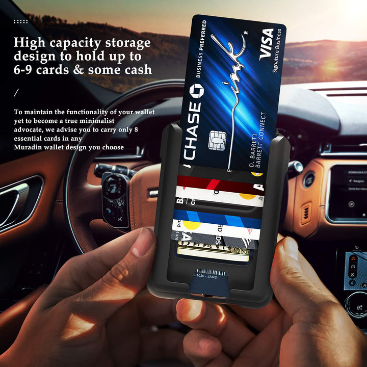 Black Aluminum Wallet for ID – Metal Card Holder RFID Wallets – Minimalist Cards Case for Men