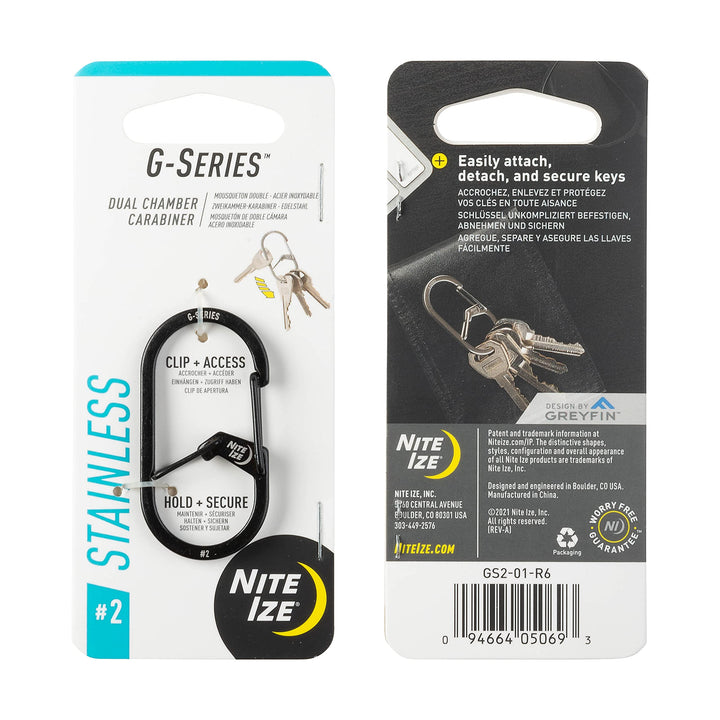 GS2-01-R6 G-Series Dual Chamber Carabiner, Size #2 1-Pack, Black