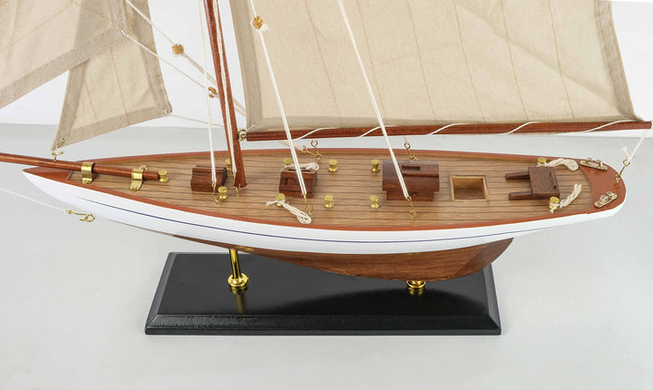 SAILINGSTORY Wooden Sailboat Decor Sailboat Model Boat Decor Ship Model Yacht Ivory Antique Finish
