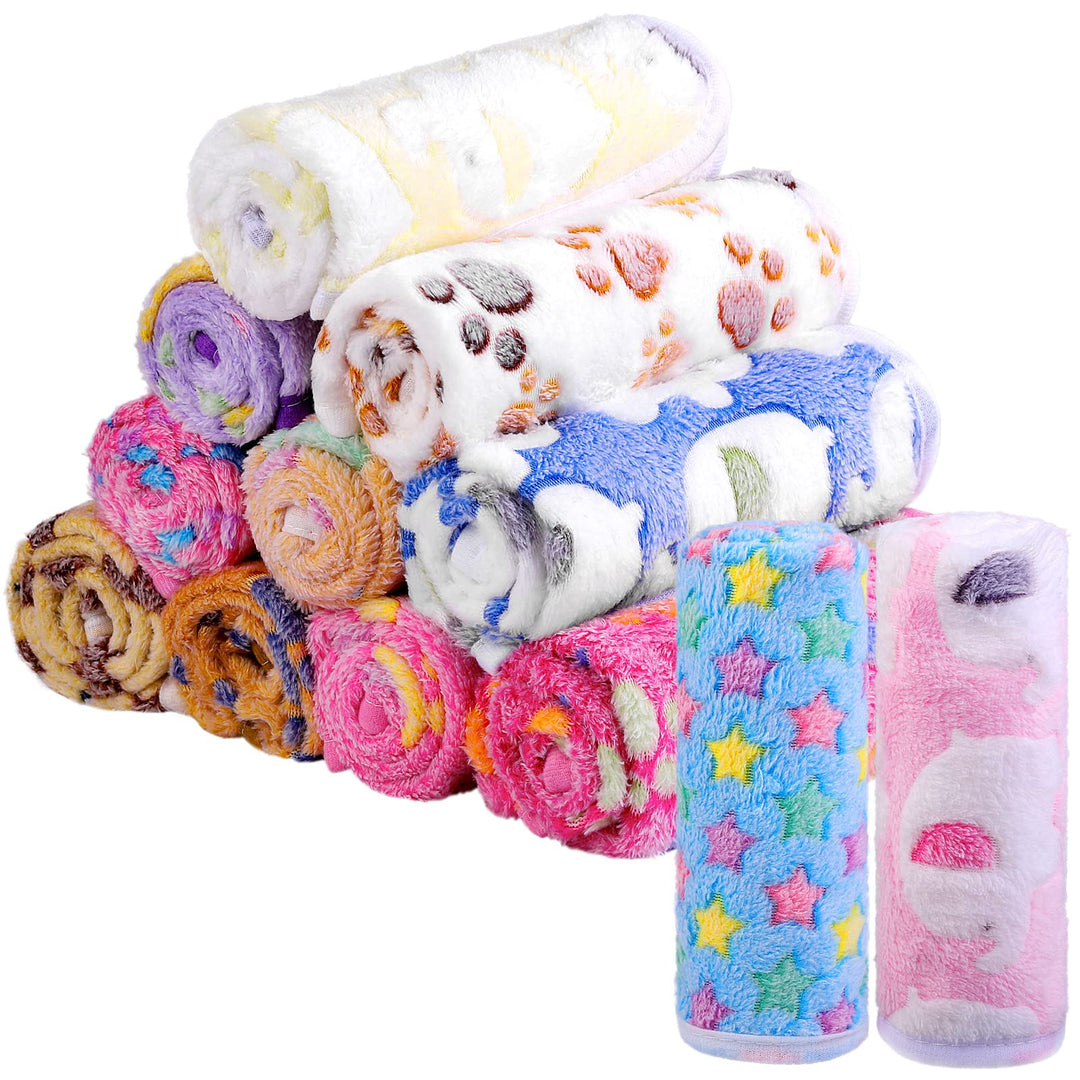 12 Pieces Dog Blanket Warm Pet Blankets Puppy Kitten Small Animals Blankets Washable Fluffy Blankets for Dog Cat, 24 x16 Inch