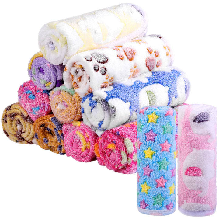 12 Pieces Dog Blanket Warm Pet Blankets Puppy Kitten Small Animals Blankets Washable Fluffy Blankets for Dog Cat, 24 x16 Inch