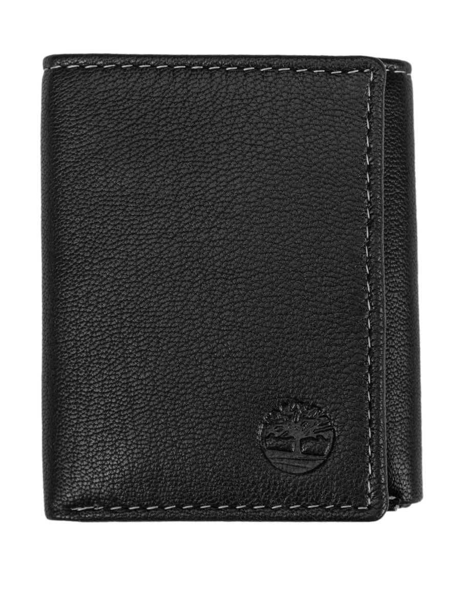 Men's Leather Trifold Wallet with Id Window, Black (Blix), One Size