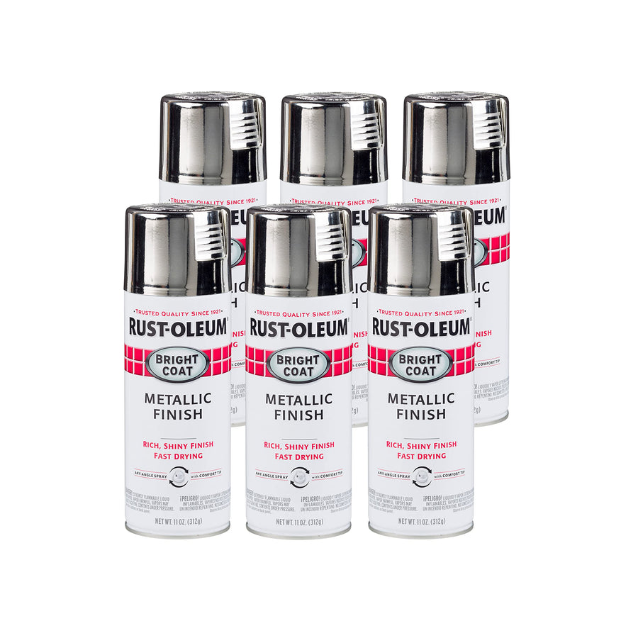7718830-6PK Stops Rust Bright Coat Metallic Spray Paint, 11 Oz, Chrome, 6 Pack