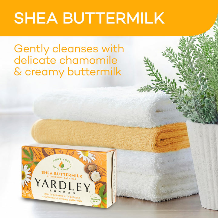 London Nourishing Bath Soap Bar Shea Buttermilk for Sensitive Skin, Gently Cleanses with Delicate Chamomile & Creamy Buttermilk, 4.0 oz Bath Bar, 1 Soap Bar