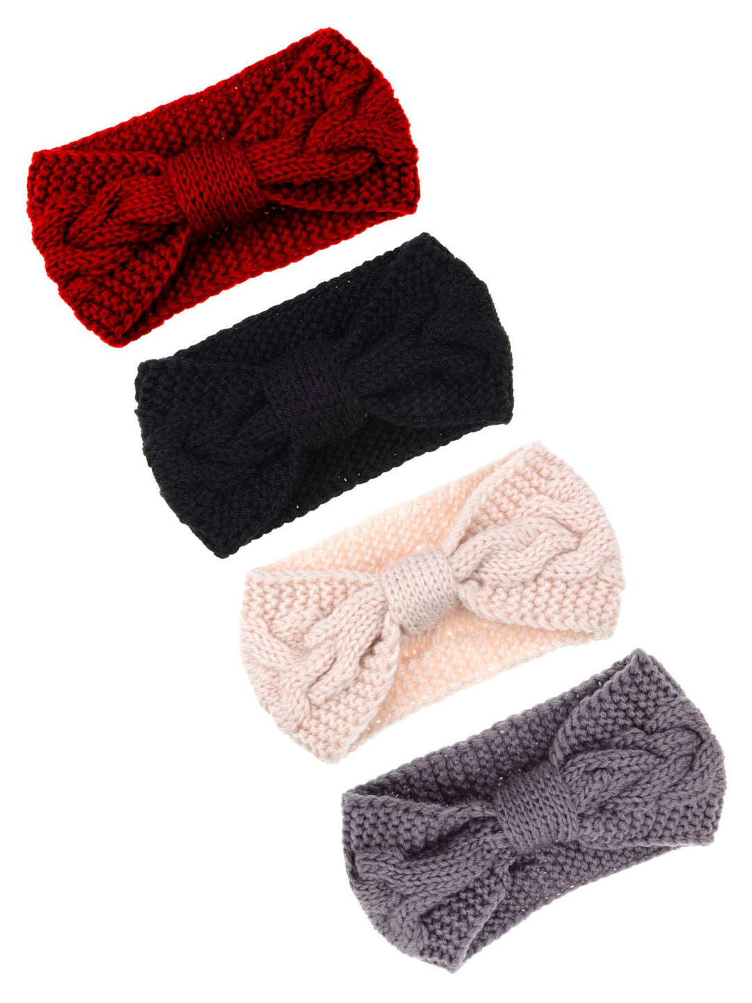 4 Pieces Cable Knit Headband Crochet Headbands Plain Braided Head Wrap Winter Ear Warmer for Women Girls, 4 Colors (Multicoloured A)
