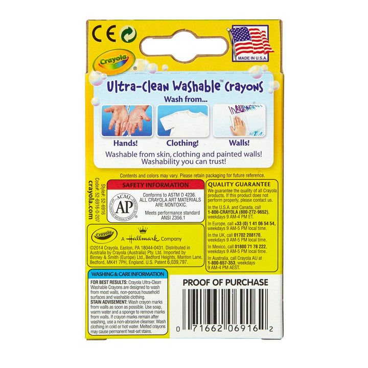 Ultra-Clean Washable Crayons (526916), 16 Colors