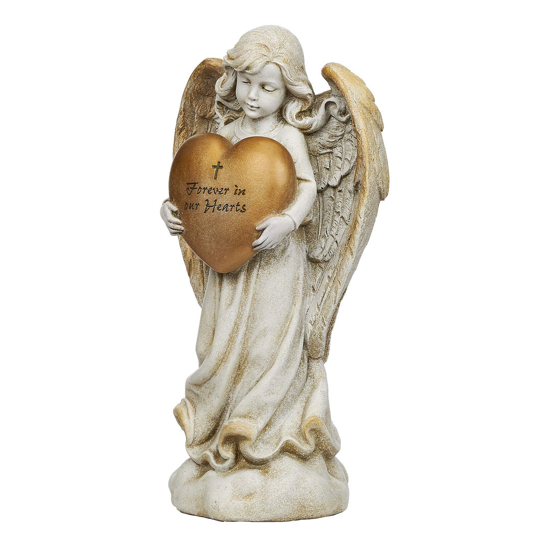Joseph's Studio by Roman - Angel Holding Heart Memorial Garden Statue, Collection, 12.25 H, Resin and Stone, Decorative, Religious Gift, Home Indoor and Outdoor Decor, Durable, Long Lasting