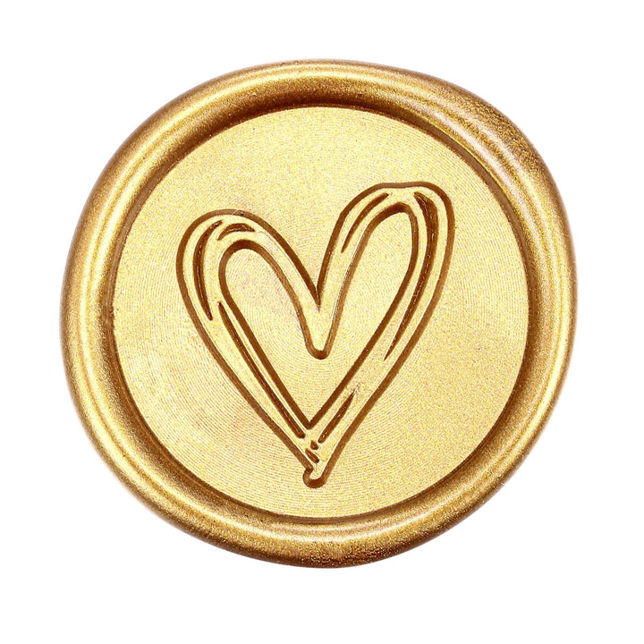 Heart Wax Seal Stamp, Vintage Brass Head Wooden Handle Sealing Stamp for Wedding Invitations