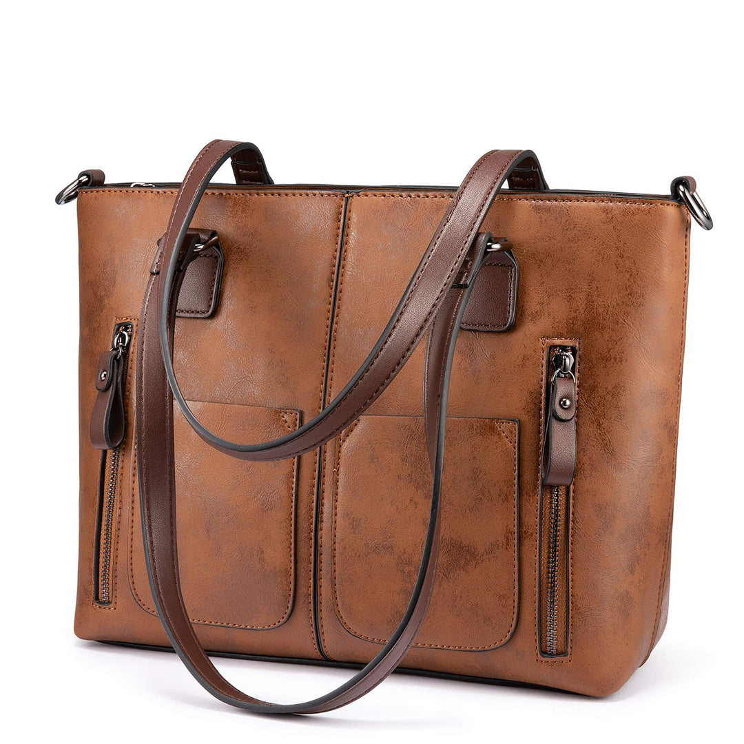 Purses Tote Bag for Women, Handbags Large Purses Shoulder Bag, Vintage Leather Work Bags with Multi-Pockets, Designer Hobo Satchel, Brown