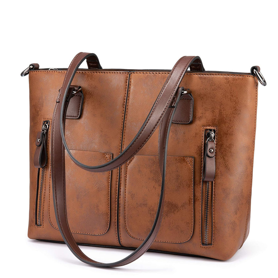 Purses Tote Bag for Women, Handbags Large Purses Shoulder Bag, Vintage Leather Work Bags with Multi-Pockets, Designer Hobo Satchel, Brown