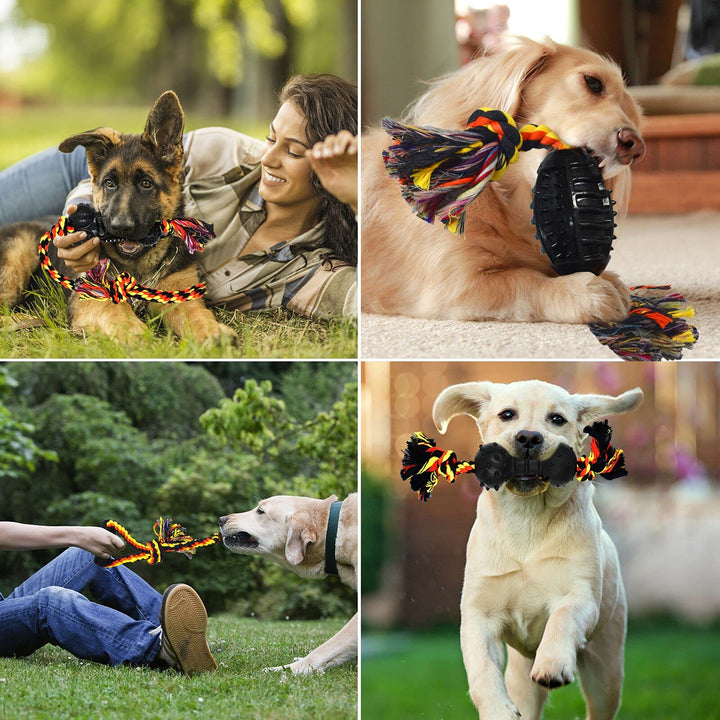 Durable Dog Chew Toys 6 Pack, Cotton Rope Rubber Dog Toys,Convex Design for Puppy Small Medium Dogs Chew, Tug of War, Fetching, Puppy Teething Toy for Boredom, Gift