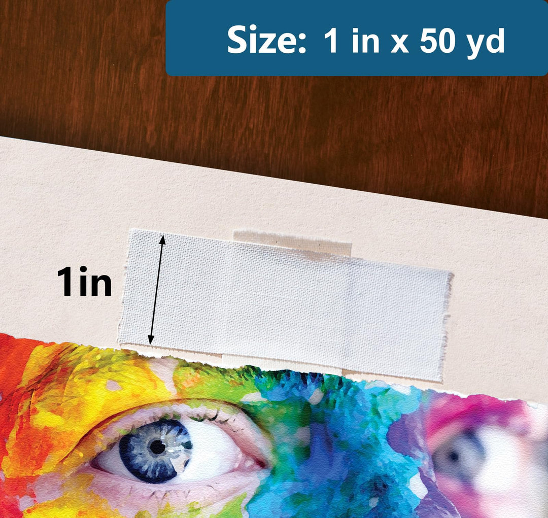 Water-Activated Linen Tape, Acid-Free Neutral pH Self Adhesive Tape for Hinging Artworks, Photos, Poster and Mats, 1 in. x 50 yd. roll