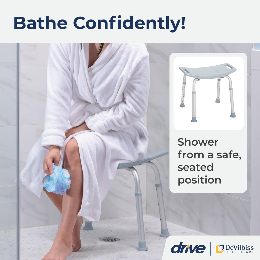 RTL12203KDR Shower Chair, Adjustable Shower Stool with Suction Feet, Shower Seat for Inside Shower or Tub, Bathroom Bench Bath Chair for Elderly and Disabled, 300 LB Weight Cap