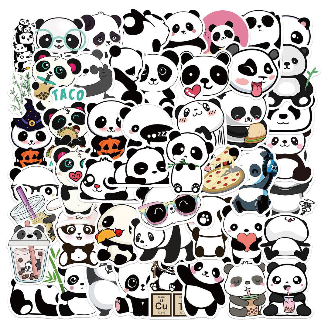 50Pcs Panda Stickers, Waterproof Vinyl Stickers Decals for Laptop Water Bottle Phone Luggage, Cute Cartoon Stickers Pack