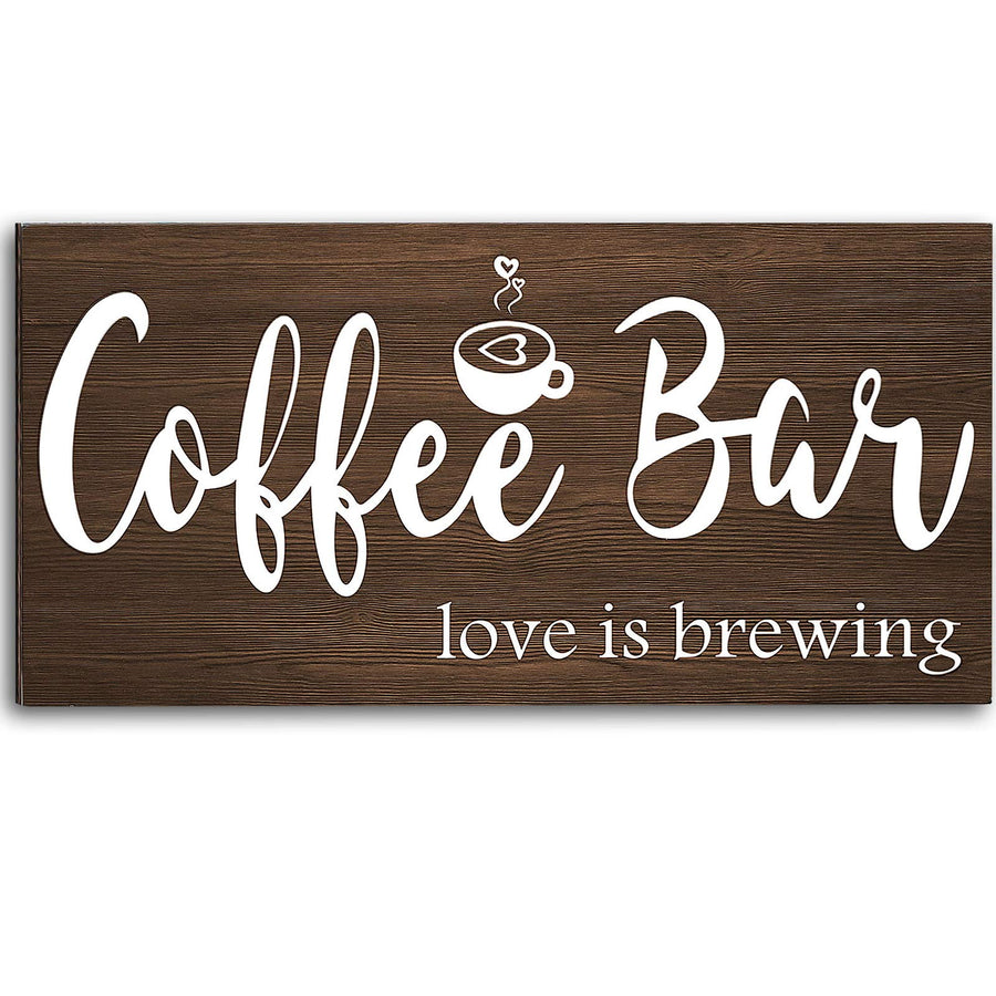 Coffee Bar Sign Rustic Wood Coffee Sign Farmhouse Coffee Bar Wall Decor Wood Plaque Hanging Sign for Home Housewarming Coffee Bar Coffee Station, 12 x 6 Inch