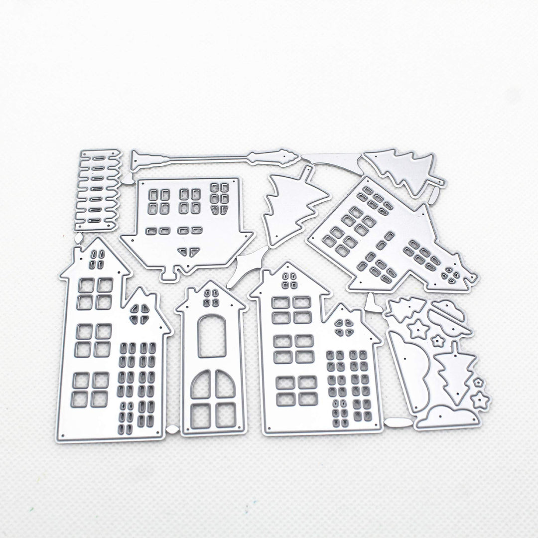 Forest Village House Tree Metal Cutting Dies 108.4cm for Scrapbooking Card Album Making DIY Craft Die Cut