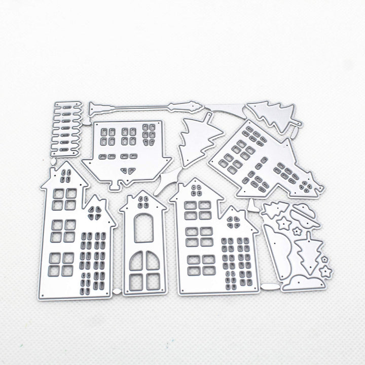 Forest Village House Tree Metal Cutting Dies 108.4cm for Scrapbooking Card Album Making DIY Craft Die Cut