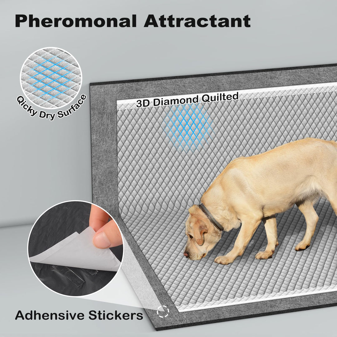 Pee Pads for Dogs Large 28x34 Inches, Charcoal Puppy Pads New & Improved Odor-Control Absorbs Up to 8 Cups of Urine Dog Pee Pads, 6-Layer Leak-Proof Wee Wee Pads for Dogs (40 Counts)