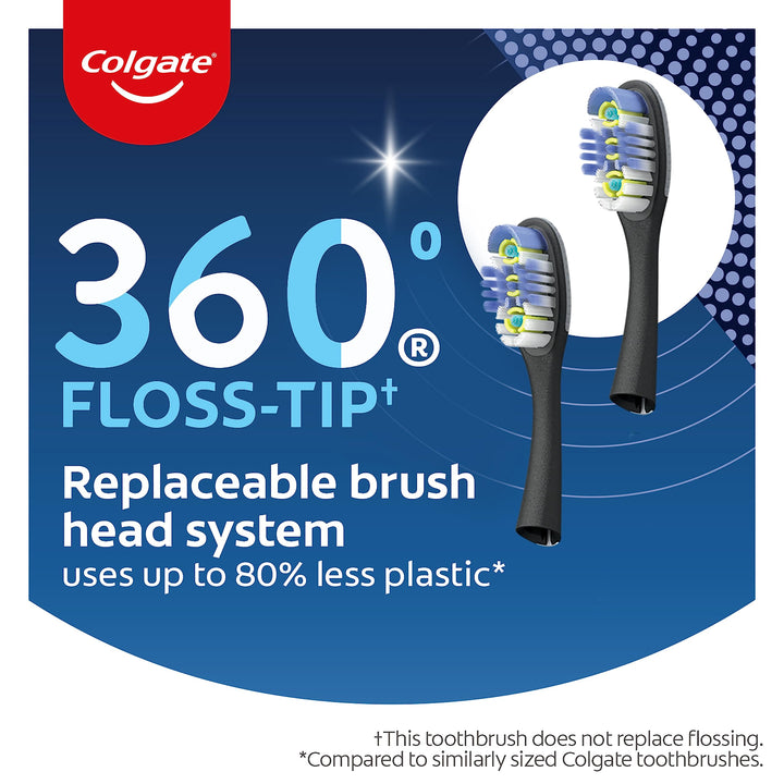 360 Floss-Tip Replaceable Toothbrush Head Refills, Deep Clean, 4 Pack