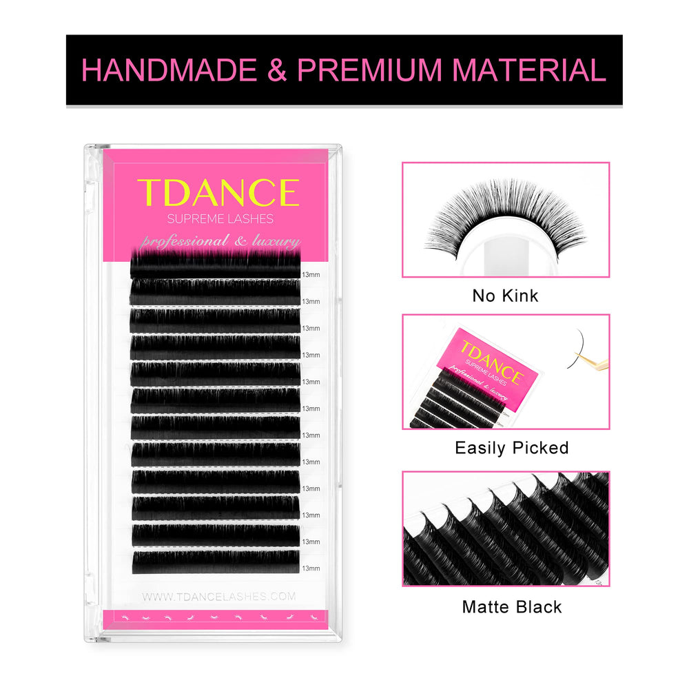 Premium D Curl 0.18mm Thickness Semi Permanent Individual Eyelash Extensions Silk Classic Lashes Professional Salon Use Mixed 14-19mm Length In One Tray (D-0.18,14-19mm)
