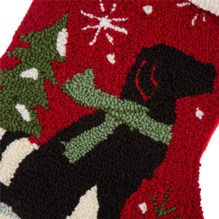 19 L Handmade Hooked Dog Christmas Stocking for Family Holiday Season Party Decor