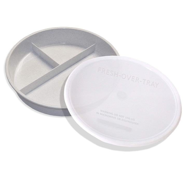 High Sided Partitioned Dish with Lid, Gray