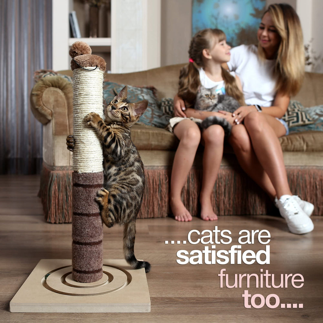 Tall Cat Scratching Post Cat Interactive Toys - Cat Scratch Post Cats Kittens - Plush Sisal Scratch Pole Cat Scratcher - 22 inches (Beige)