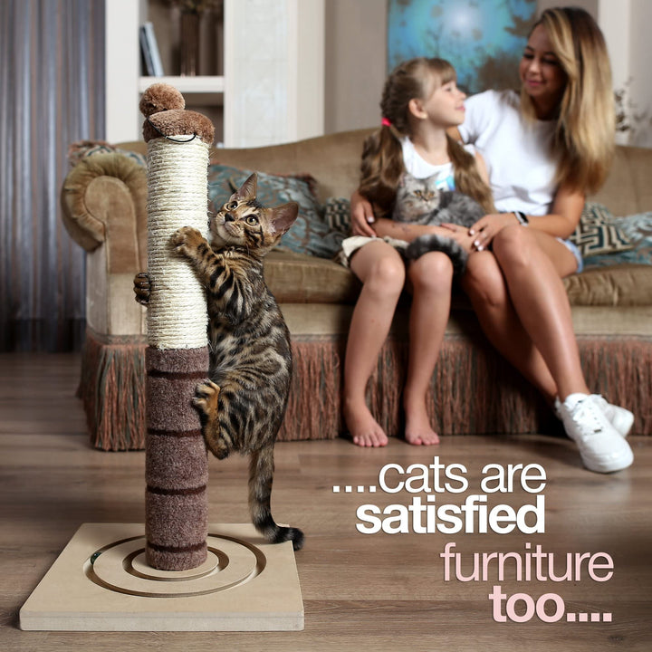 Tall Cat Scratching Post Cat Interactive Toys - Cat Scratch Post Cats Kittens - Plush Sisal Scratch Pole Cat Scratcher - 22 inches (Beige)