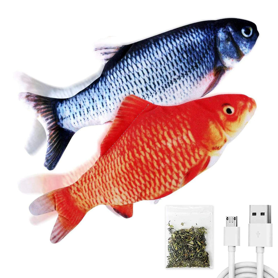 2 Pack 11 Floppy Fish Cat Toys with SilverVine and Catnip for Indoor Cats for Small Dogs Interactive Automatic Flopping Kicker Toys for Cats Puppy (Redblackcarp)