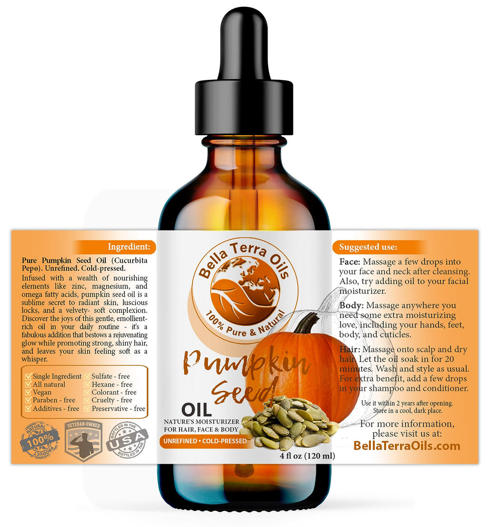 - Organic Pumpkin Seed Oil 4oz - A Rendezvous with Organic Pumpkin's Nutritional Delight, Abundant in Vitamin C & E, The Epitome of Skin Purity