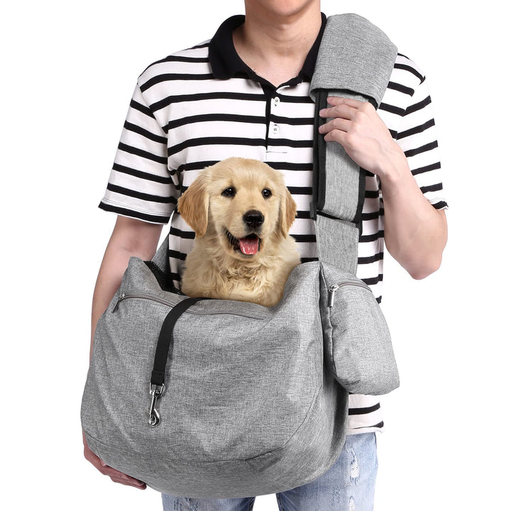 Pet Sling Carrier, Fits 15 to 25lbs Extra-Large Dog/Cat Sling Carrier Reversible and Hands-Free Dog Bag with Adjustable Strap and Pocket Shoulder Pad for Outdoor Travel Hiking