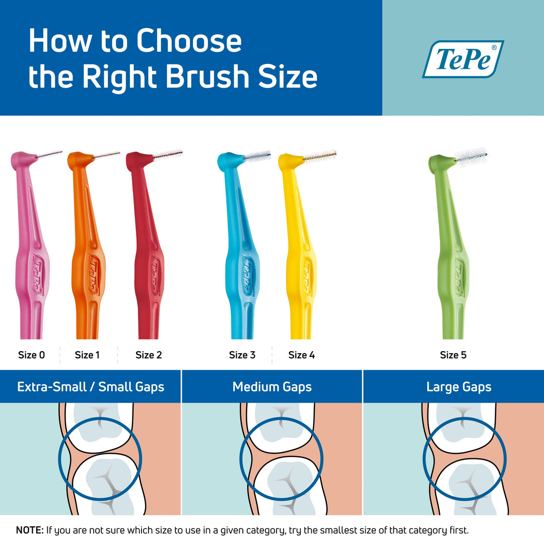 Interdental Brush Angle, Angled Dental Brush for Teeth Cleaning, Pack of 6, 0.7 mm, Medium Gaps, Yellow, Size 4