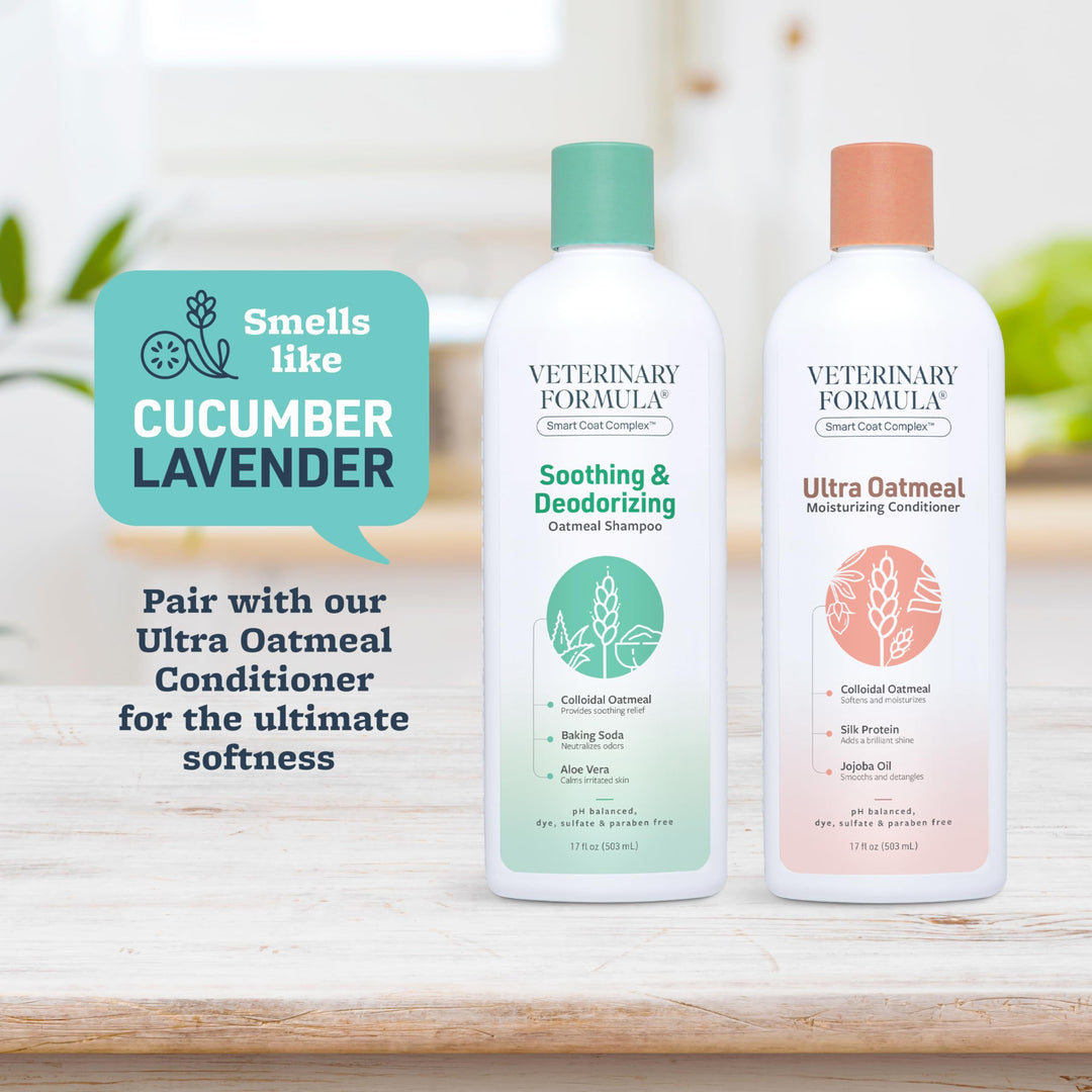 Smart Coat Complex Soothing and Deodorizing Oatmeal Shampoo for Dogs, 17 Fl oz – Baking Soda Eliminates Odors, Aloe Vera & Oatmeal Cleanse and Hydrate Skin – Long-Lasting Fragrance