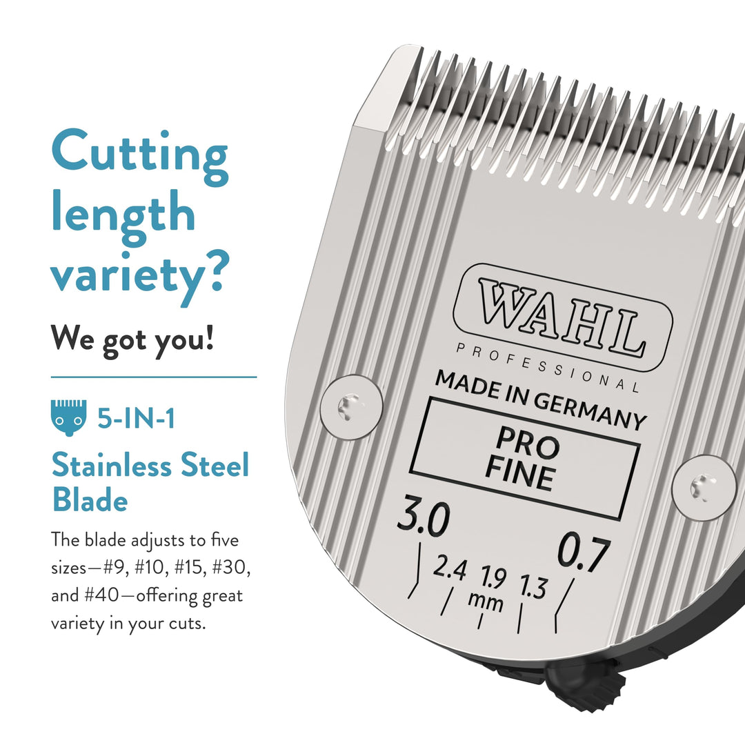 WAHL Professional Animal 5-in-1 Adjustable Blade Arco, Bravura, Chromado, Creativa, Figura, and Motion Pet, Dog, and Horse Clippers - Fine (2179-301)